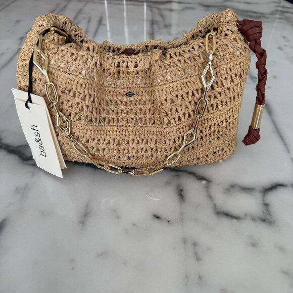 ba&sh June Raffia Clutch with Leather Detachable Strap - Picture 4 of 8